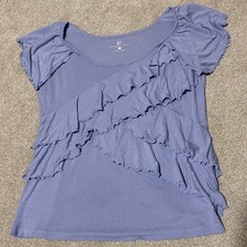 New York & Company Women's Periwinkle Blue Scoop-Neck Blouse, Size Large