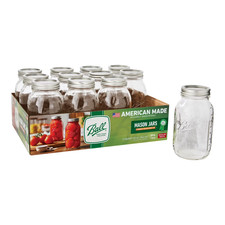 Mason Quart Narrow-Mouth Clear Glass Canning Jar with Embossed "MASON" Lettering