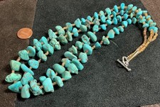 Southwestern Turquoise Nugget Bead Necklace with Silver Accents — listing 6