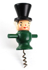 Vintage Figural Man Wing Corkscrew, Barman with Bald Head and Mustache, listing 3