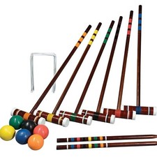 Vintage Wooden Croquet Set with Mallets, Balls, Wickets and Stakes in Original Box — listing 5
