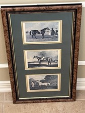 equestrian prints framed Pair of Framed Equestrian Prints in Double Matted Wood Frame — listing 6