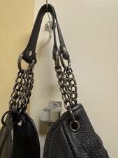 Romy Gold Black Leather Satchel Handbag with Front Zip Pocket — listing 3