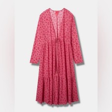 Torrid Betsey Johnson Reversible Plaid Tartan Long Coat, Size 6 (Plus)