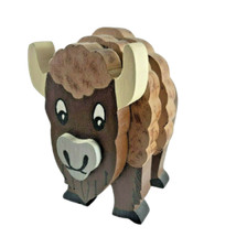 Hand-Carved Wooden African Cape Buffalo Bookends, Pair, Brown, 5" x 6.5" — listing 2
