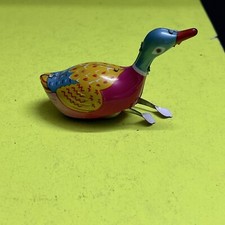 Vintage Folk Art Tin Duck Figurine with Top Hat, Monocle & Bow Tie — listing 3
