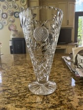 American Brilliant Period Cut Crystal Bowl with Hobstar and Fan Pattern, Sawtooth Rim, Clear — listing 3