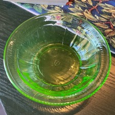 Federal Glass Green Uranium Depression Glass Ribbed Bowl, 7.5 inches — listing 3