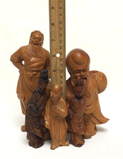 Chinese Hand-Carved Wooden Warrior Mask with Glass Eyes
