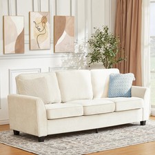 Upholstered Chenille Fabric Sofa or Sectional Section, Tan/Brown — listing 6