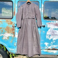 1890s Antique Victorian Brown Calico Bodice with Black Lace Collar, Leg-o-Mutton Sleeves, Boned Interior — listing 3