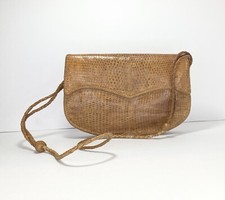Vintage Brown Snakeskin Crossbody Flap Bag with Tassel — listing 4