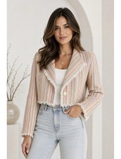 Something Navy Grey Tweed Double-Breasted Blazer, Size Medium — listing 2