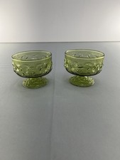 Vintage Avocado Green Glass Footed Sherbet / Dessert Compote Dish — listing 2