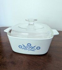 Vintage CorningWare Cornflower Blue Square Casserole Dish with Glass Lid — listing 2