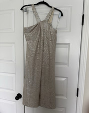 Maggy London Black Sequin Cowl Neck Asymmetric Hem Midi Dress, Size 14 — listing 5