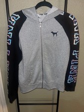 Victoria's Secret PINK Bling Sequin Quarter-Zip Pullover Hoodie, Gray Marl, Size L — listing 4