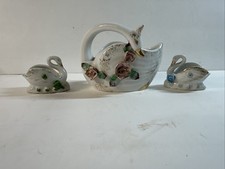 Vintage Hand-Painted Porcelain 4-Piece Vanity Dresser Set with Roses, Made in Japan — listing 6