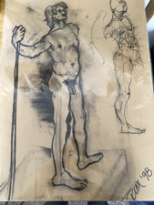 Original Charcoal/Graphite Figure Drawing, Hand-Signed and Dated 1976 — listing 4