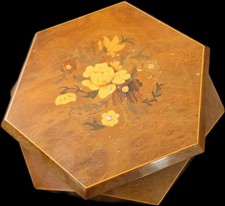 Italian Sorrento Inlaid Marquetry Musical Side Table with Floral Rosewood Top — listing 5