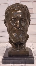 Bronze or Spelter Portrait Bust of a Bearded Male Figure on Socle Base — listing 3