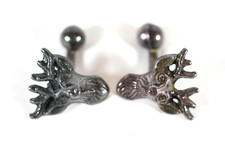 Pair of Vintage Cold-Painted Enamel Miniature Deer/Fawn Figural Cufflinks — listing 5