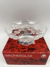 Frosted Rose Pattern Ribbed Glass Bowl / Vase with Scalloped Rim — listing 3