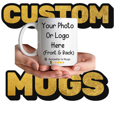 Custom Photo Coffee Mugs, Blue Interior & Handle, Personalized Dog Photos with Spanish Text (Set of Multiple) Pair, listing 2