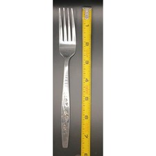 Pair of Vintage Stainless Steel Dinner Forks with Floral/Rose Pattern Handles — listing 3