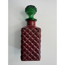 Vintage Miniature Glass Whiskey Decanter with Faceted Stopper and Etched Starburst Design — listing 5