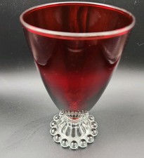 Set of 3 Blown Glass Stemmed Goblets with Colored Beaded Berry Stems — listing 4