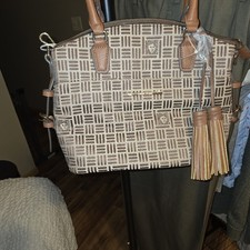 Anne Klein Vintage Tan Leather Shoulder Bag with Lion Head Logo — listing 4