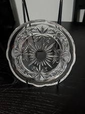 Vintage Clear Pressed Glass Bread & Butter Plate, 6.5 inch, Scalloped Rim with Radial Sunburst Center — listing 4
