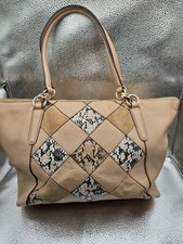 Handcrafted Patchwork Snakeskin & Leather Shoulder Bag with Studded Medallion Detailing — listing 6