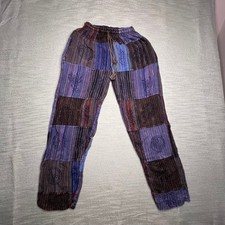 Boho Aztec Print Cotton Harem Pants with Cargo Pockets and Drawstring Waist No label at all