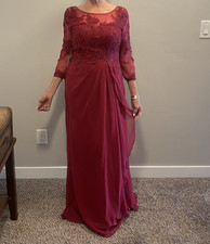 Burgundy Floral Lace Sleeveless Fit-and-Flare Dress with Nude Lining