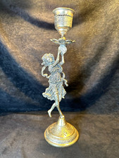 Cast Metal Figural Statue of a Woman in Flowing Dress, Draped Semi-Nude on Circular Plinth — listing 4