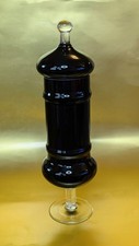 Vintage Black Amethyst Glass Footed Apothecary Candy Dish with Pointed Finial Lid — listing 6