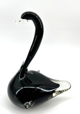 Vintage Clear Art Glass Swan Figurine with Controlled Bubble Body — listing 5