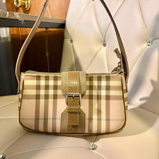 Burberry Beat Check Quilted Small Shoulder Bag with Black Leather Buckle Flap — listing 6