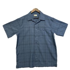 Haggar Clothing Co. Men's Short-Sleeve Button-Up Camp Shirt, Blue Abstract Print, Size XL