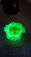 Victorian Uranium/Vaseline Opalescent Glass Rose Bowl with Draped Swag Pattern Yes, it glows — listing 5