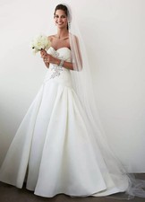 Strapless Ruched Bodice Wedding Dress with Lace Appliqué — listing 2