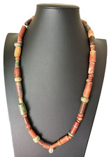 Vintage Tribal Trade Bead Necklace with Bone, Wood, Amber-Resin and Silver-Tone Beads, listing 5