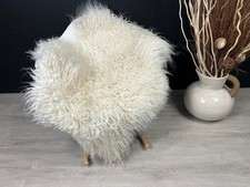 Natural Curly Long-Wool Sheepskin Rug / Pelt, Cream/Honey Blonde, 32" x 22" — listing 2