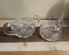 Vintage Cut Crystal Footed Creamer with Star-Burst Base, Clear, 5" x 4" x 4" Tall — listing 6