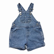 Baby Girls Denim Shortalls with Snowflake Embroidered Straps, Frayed Hem, listing 2