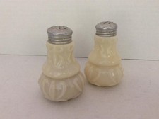 Antique Victorian Custard/Uranium Glass Figural Salt Shaker with Embossed Scroll Design — listing 3