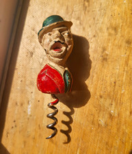 Vintage Figural Man Wing Corkscrew, Barman with Bald Head and Mustache, listing 5