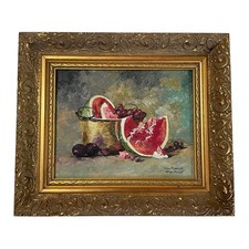 Framed Still Life Print with Watermelon, Fruit Basket and Oriole Bird — listing 3